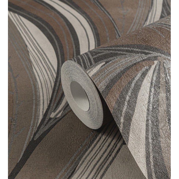 Papel pintado hojas vibrantes en grabado retro texturizado - Hibiscus Lush 684908