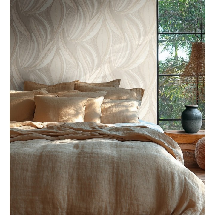 Papel pintado hojas vibrantes en grabado retro texturizado - Hibiscus Lush 684909