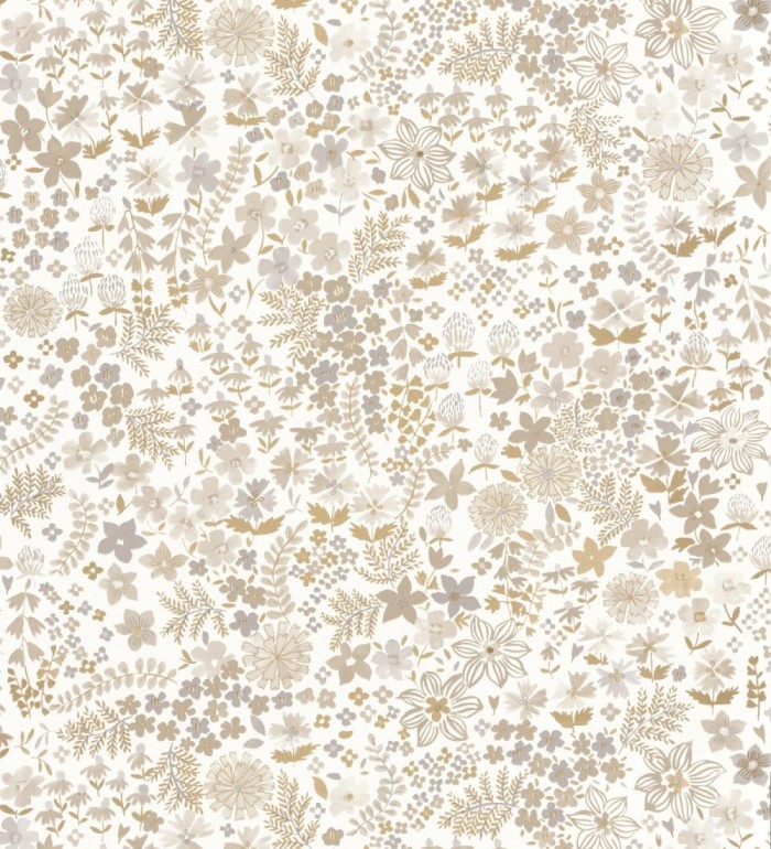 Papel pintado flores pequeñas tonos beige - Alice Flowers 126659
