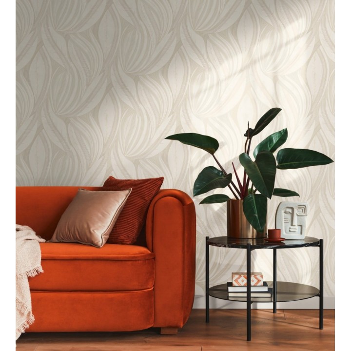 Papel pintado hojas vibrantes en grabado retro texturizado - Hibiscus Lush 684909