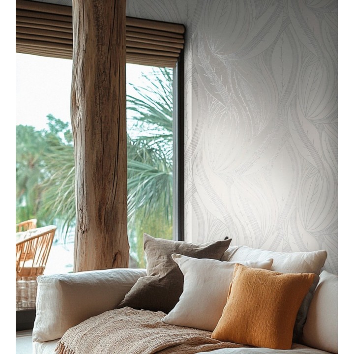 Papel pintado hojas vibrantes en grabado retro texturizado - Hibiscus Lush 684910