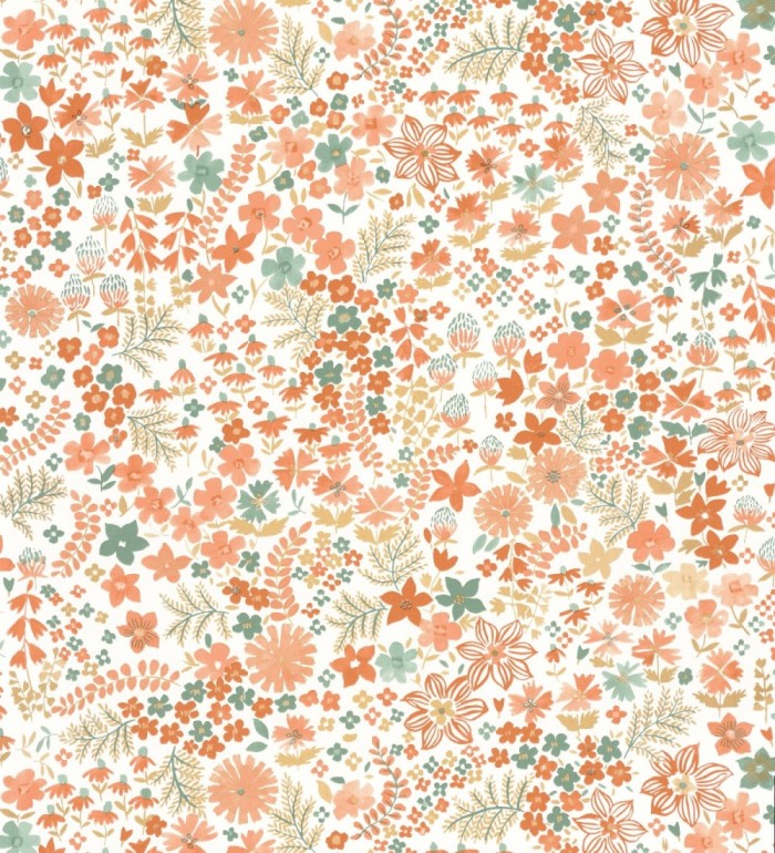 Papel pintado flores pequeñas tonos naranjas - Alice Flowers 126660
