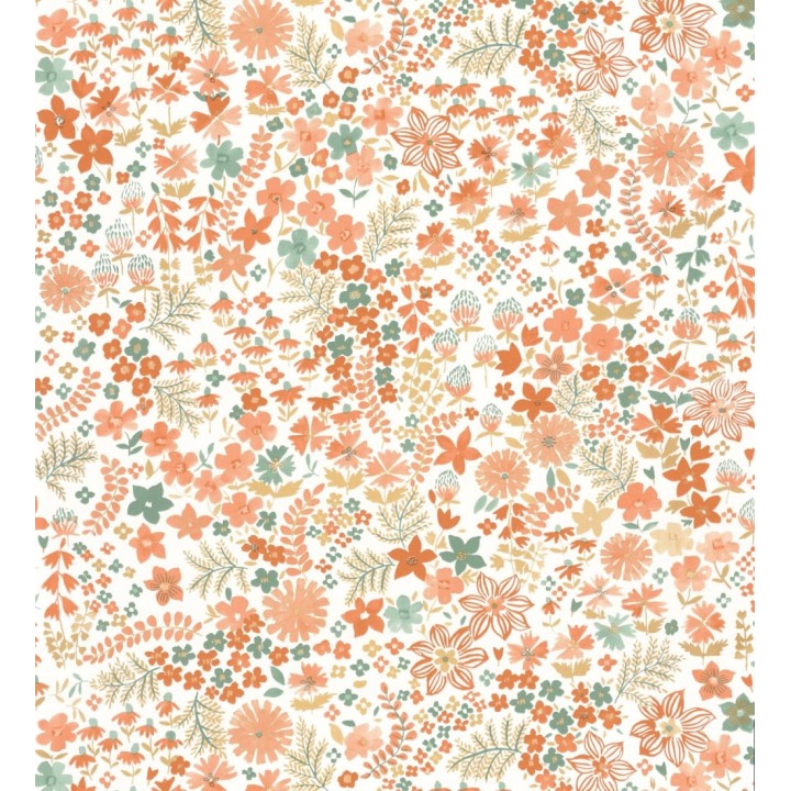 Papel pintado flores pequeñas tonos naranjas - Alice Flowers 126660