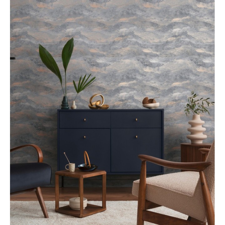 Papel pintado lienzo con nubes bronce evanescentes fondo gris - Ocean Bold 684912