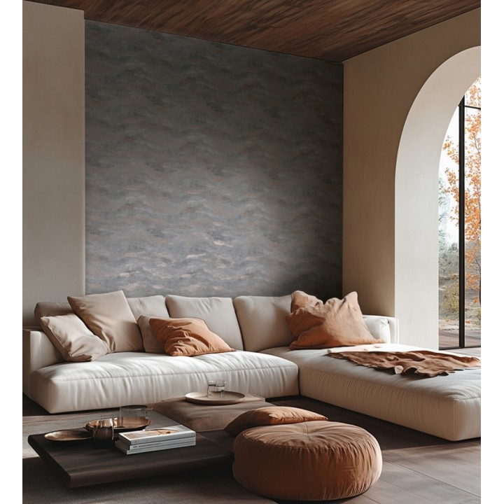 Papel pintado lienzo con nubes bronce evanescentes fondo gris - Ocean Bold 684912