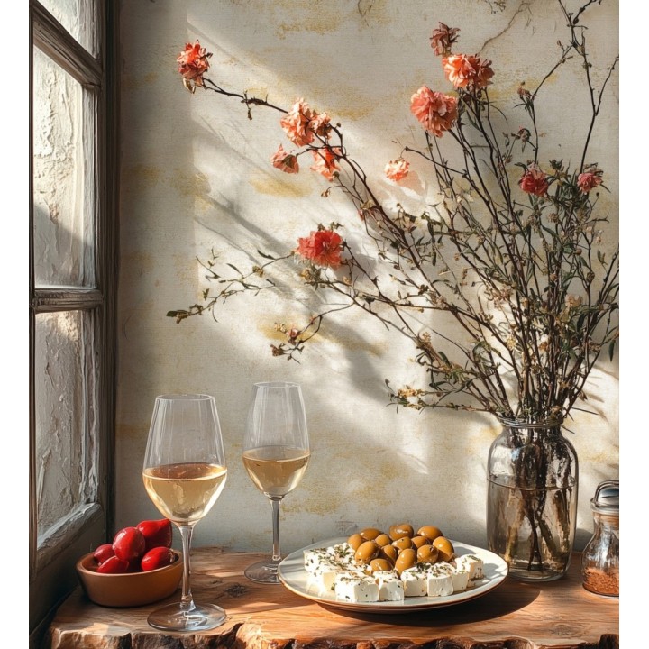 Papel pintado lienzo con nubes doradas evanescentes fondo arena - Ocean Bold 684913