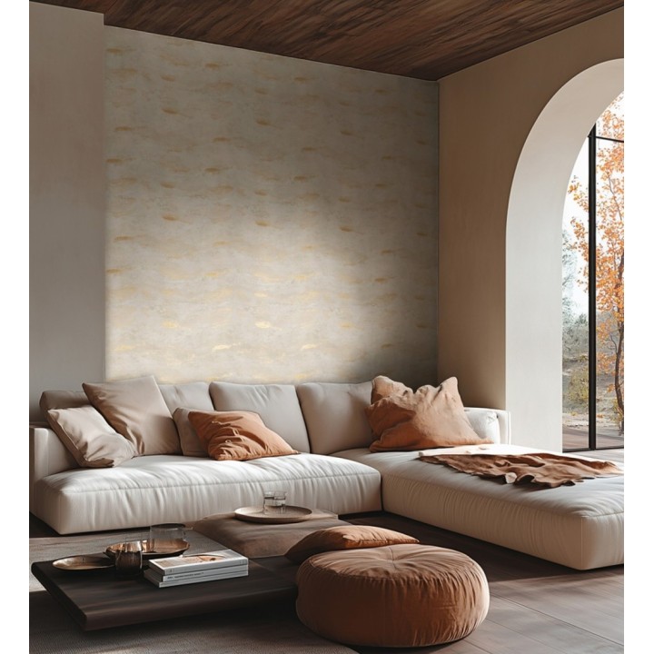 Papel pintado lienzo con nubes doradas evanescentes fondo arena - Ocean Bold 684913