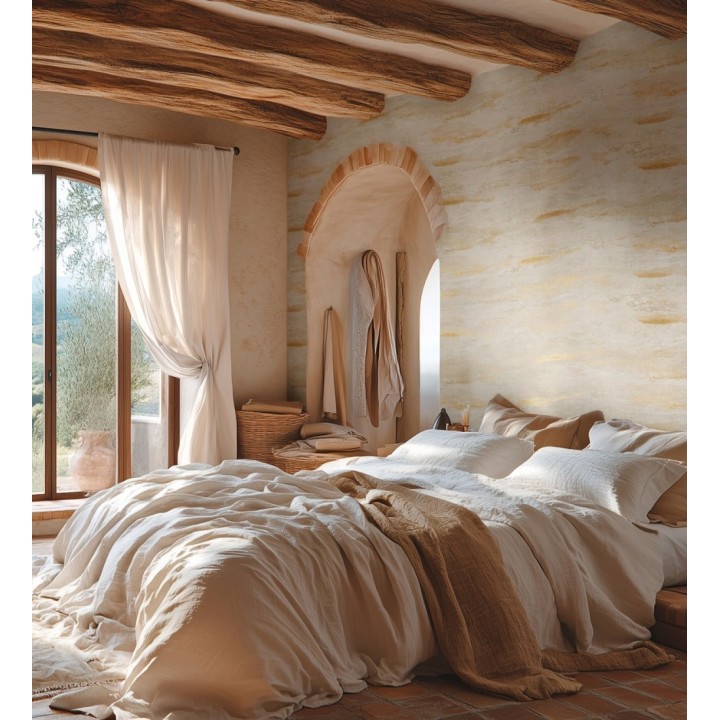 Papel pintado lienzo con nubes doradas evanescentes fondo arena - Ocean Bold 684913