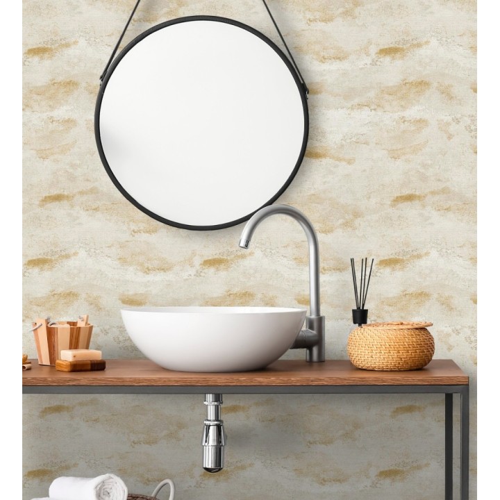 Papel pintado lienzo con nubes doradas evanescentes fondo arena - Ocean Bold 684913