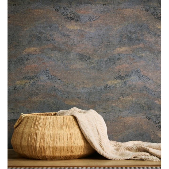 Papel pintado lienzo con nubes bronce evanescentes fondo gris carbón - Ocean Bold 684914