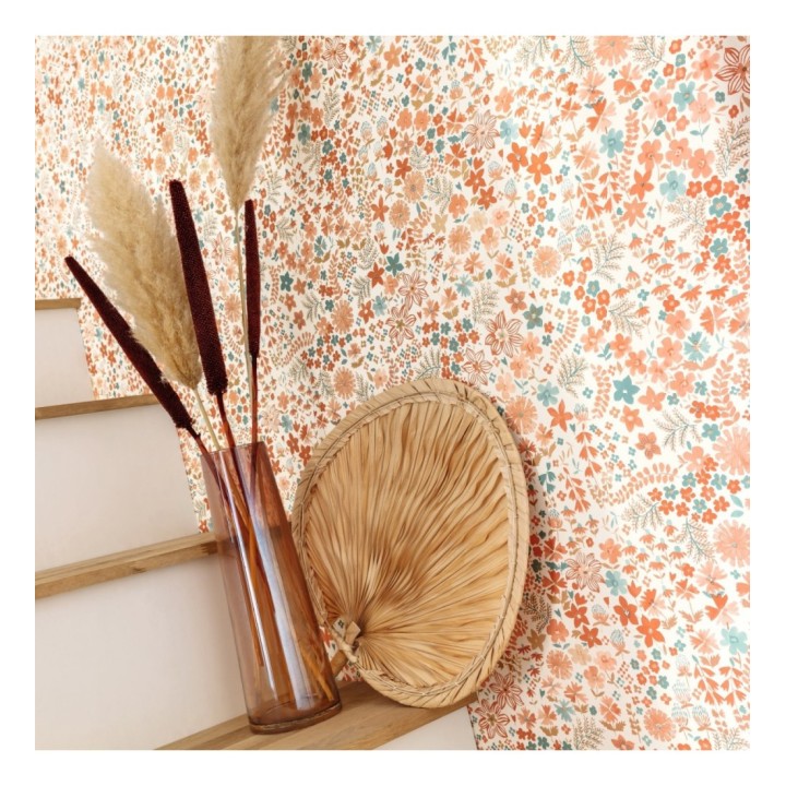 Papel pintado flores pequeñas tonos naranjas - Alice Flowers 126660
