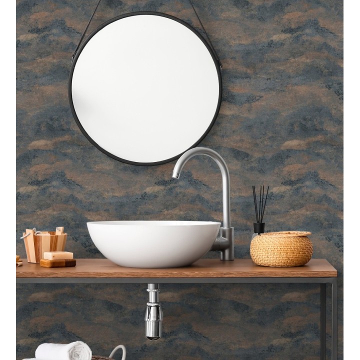 Papel pintado lienzo con nubes bronce evanescentes fondo gris carbón - Ocean Bold 684914