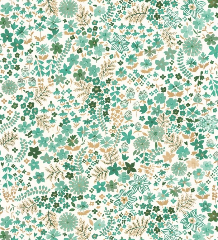 Papel pintado flores pequeñas tonos verdes - Alice Flowers 126661
