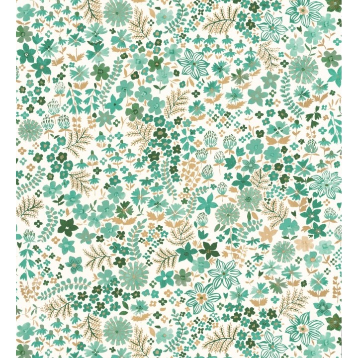 Papel pintado flores pequeñas tonos verdes - Alice Flowers 126661
