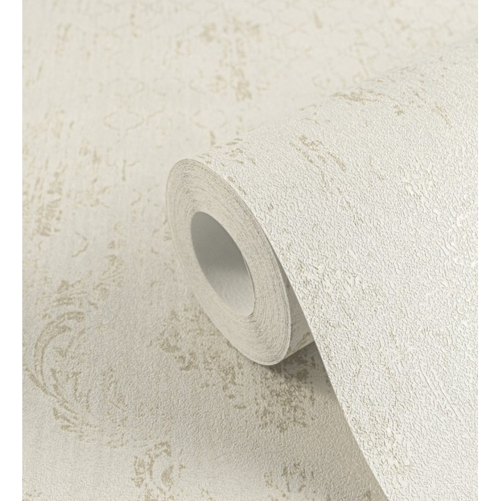 Papel pintado damasco pátina antigua dorado y blanco roto - Roma Eternal 684917