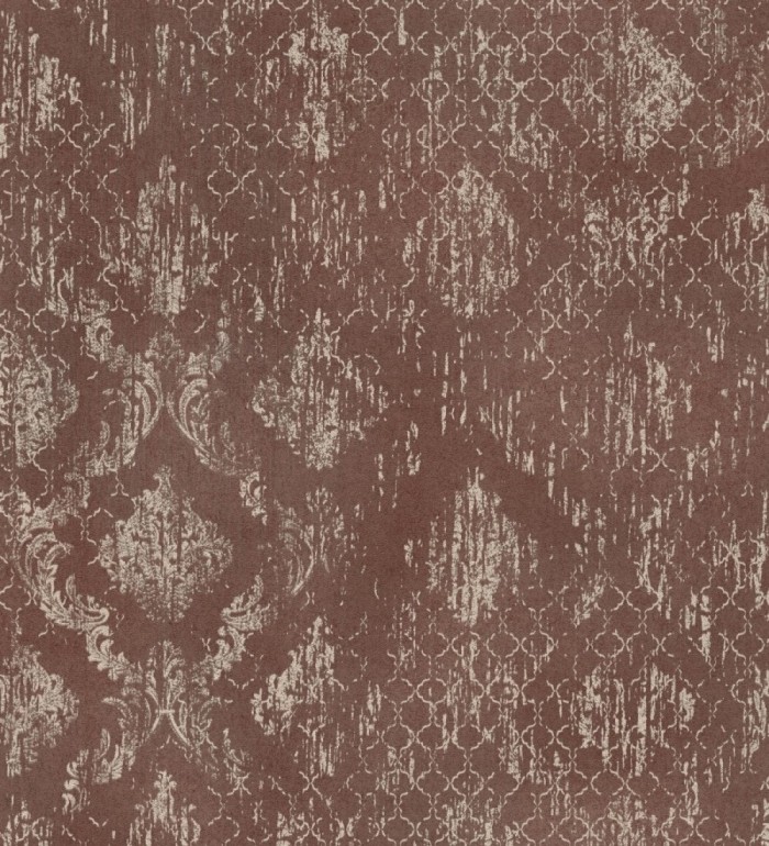 Papel pintado damasco pátina antigua dorado y burdeos - Roma Eternal 684918