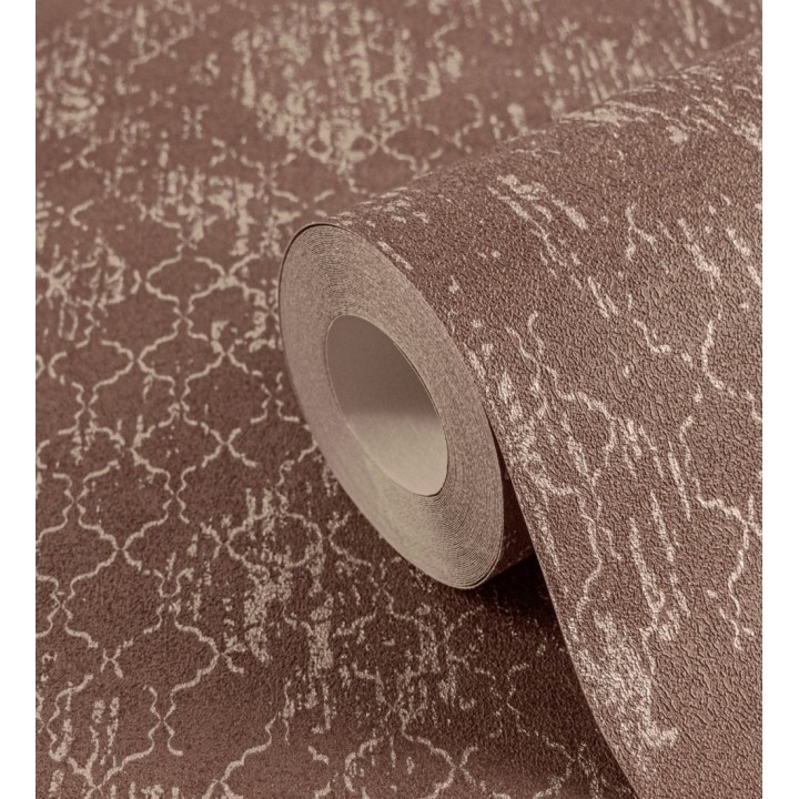 Papel pintado damasco pátina antigua dorado y burdeos - Roma Eternal 684918