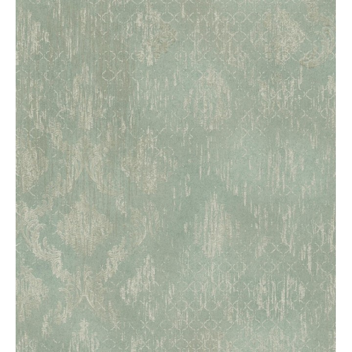 Papel pintado damasco pátina antigua dorado y verde celadón - Roma Eternal 684920