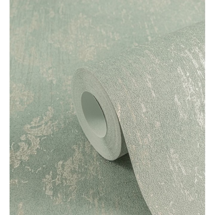 Papel pintado damasco pátina antigua dorado y verde celadón - Roma Eternal 684920