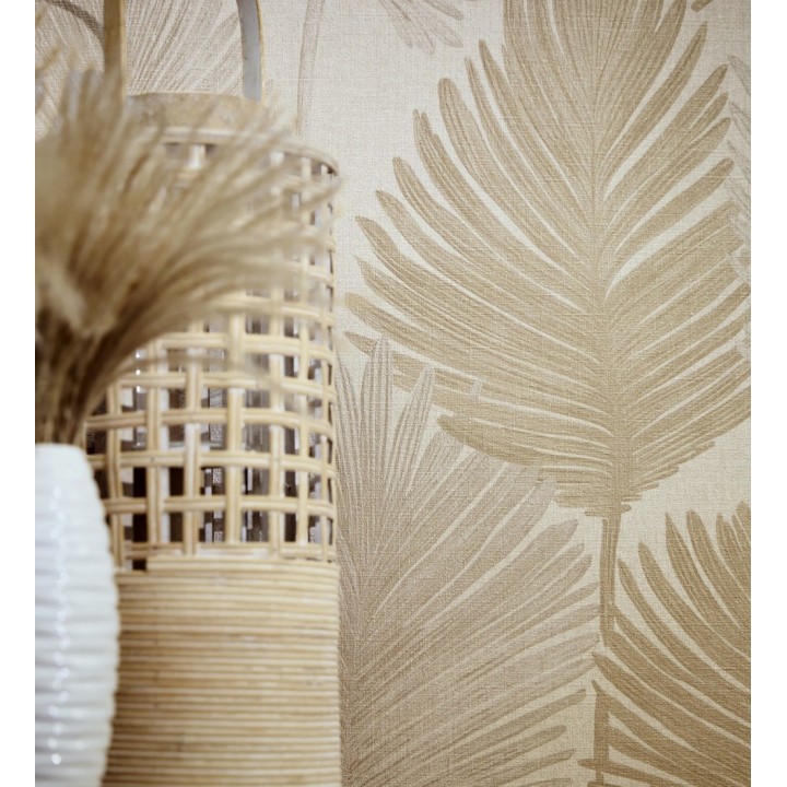 Papel pintado sutiles palmas taupe textura textil fondo neutro - Lantau Mystic 684921