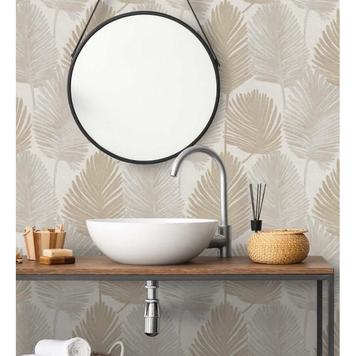 Papel pintado sutiles palmas taupe textura textil fondo neutro - Lantau Mystic 684921
