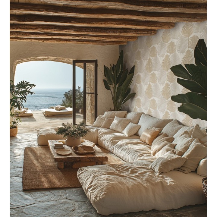 Papel pintado sutiles palmas taupe textura textil fondo neutro - Lantau Mystic 684921