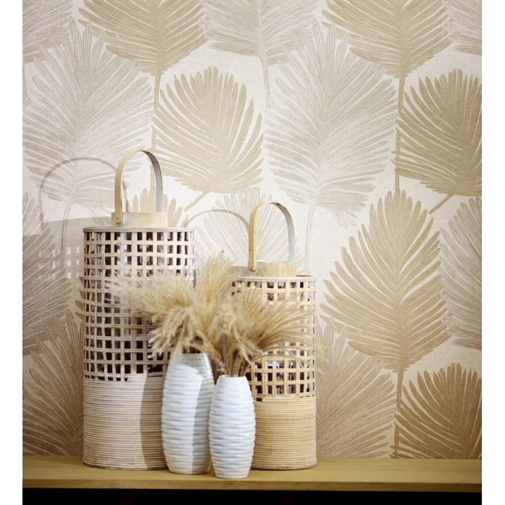 Papel pintado sutiles palmas taupe textura textil fondo neutro - Lantau Mystic 684921