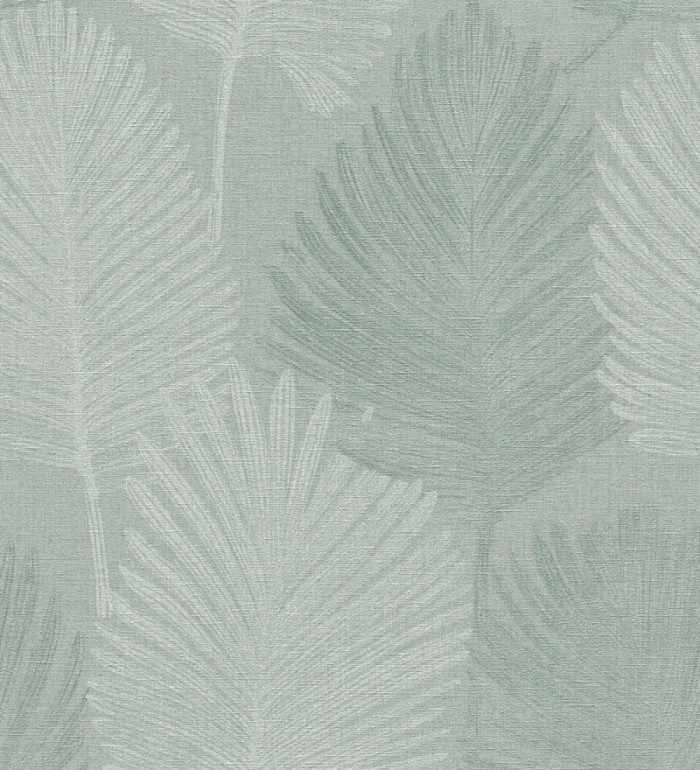 Papel pintado sutiles palmas verdes textura textil fondo verde salvia - Lantau Mystic 684924