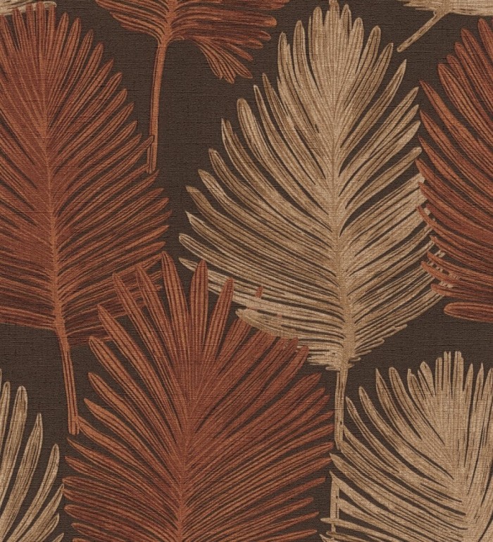 Papel pintado sutiles palmas terracota textura textil fondo marrón rojizo - Lantau Mystic 684925