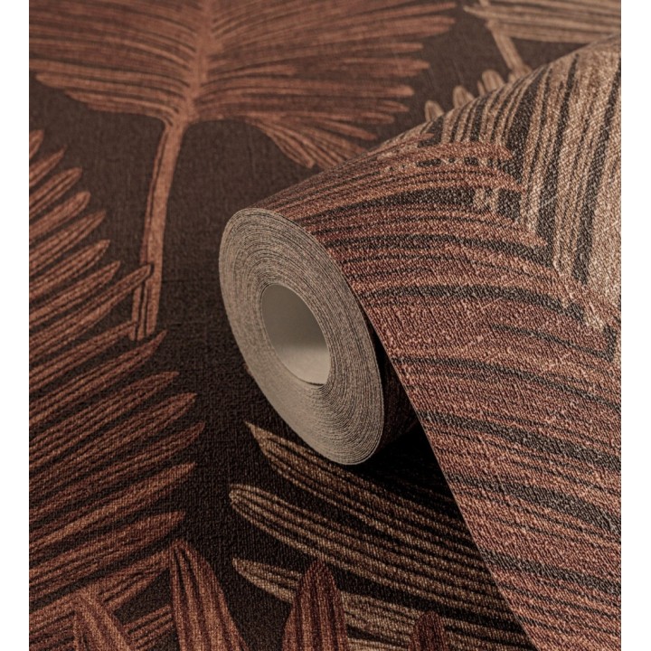 Papel pintado sutiles palmas terracota textura textil fondo marrón rojizo - Lantau Mystic 684925