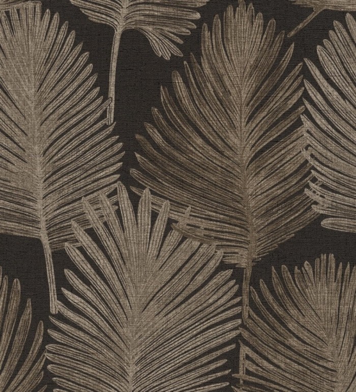 Papel pintado sutiles palmas tonos visón textura textil fondo negro - Lantau Mystic 684926