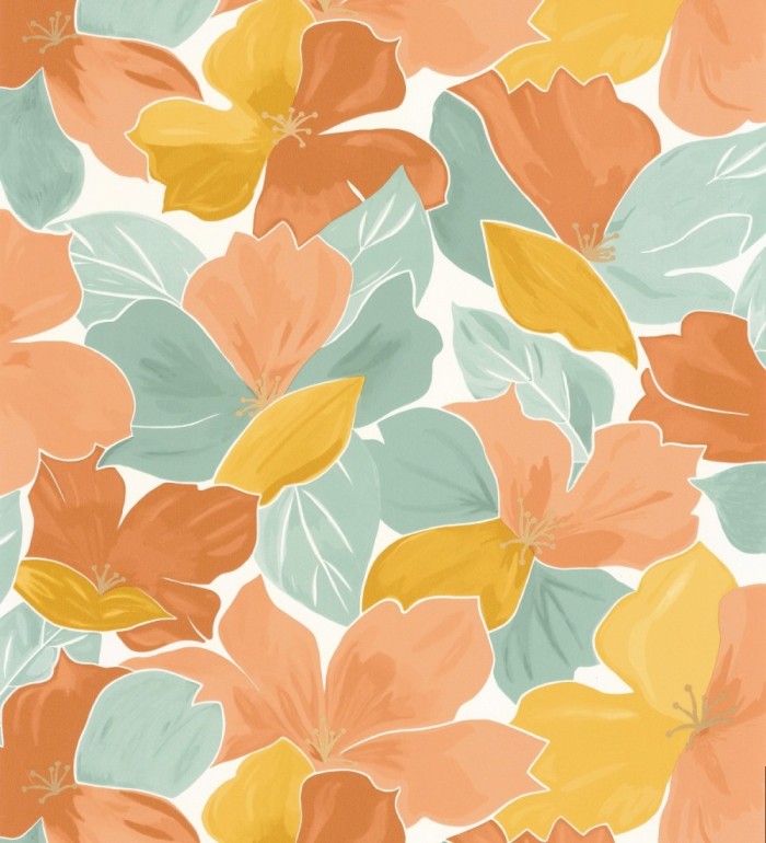 Papel pintado flores de pétalos grandes tonos vivos - Eva Bloom 126668