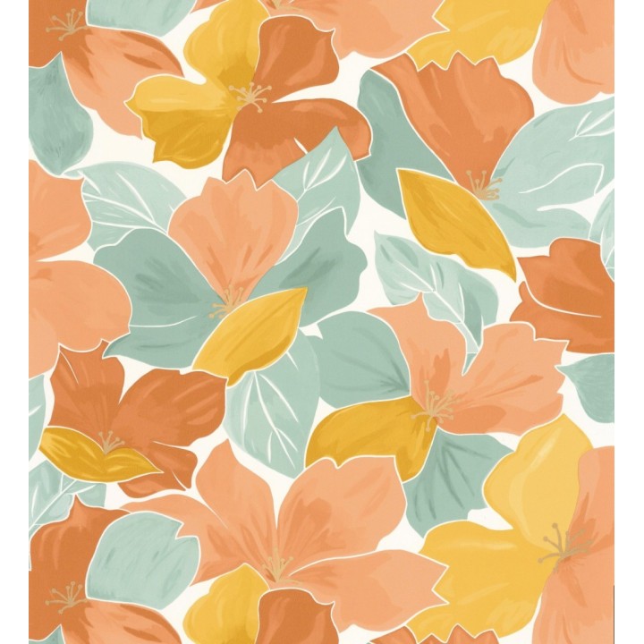Papel pintado flores de pétalos grandes tonos vivos - Eva Bloom 126668