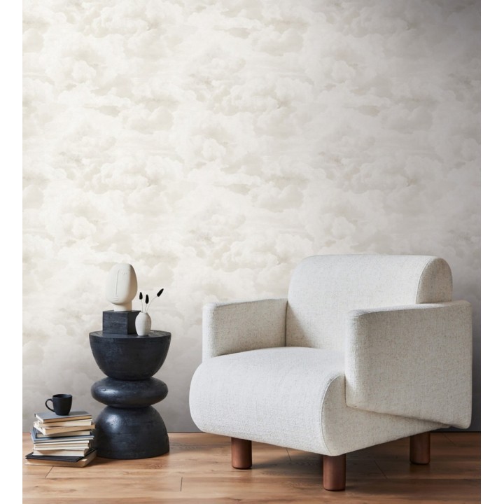 Papel pintado de nubes con textura de pintura al óleo y estilo etéreo beige claro - Skye Eden 684932