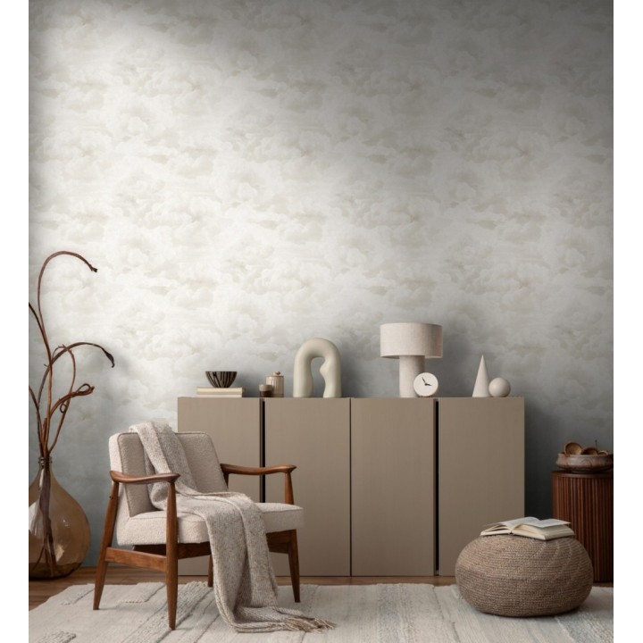 Papel pintado de nubes con textura de pintura al óleo y estilo etéreo beige claro - Skye Eden 684932