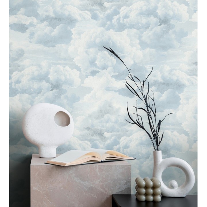 Papel pintado de nubes con textura de pintura al óleo y estilo etéreo azul cielo - Skye Eden 684933
