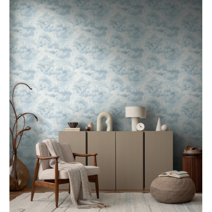Papel pintado de nubes con textura de pintura al óleo y estilo etéreo azul cielo - Skye Eden 684933