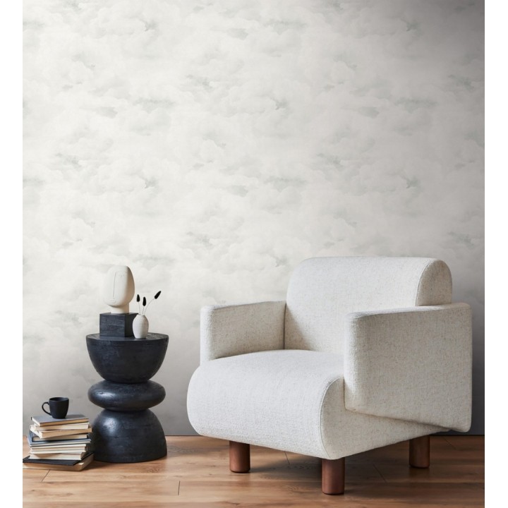 Papel pintado nubes óleo etéreo textura pictórica blanco roto - Skye Eden 684934