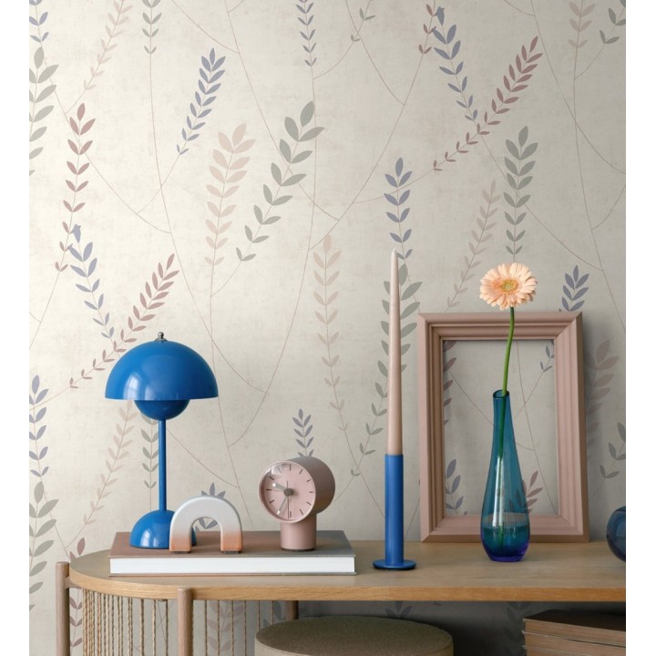 Papel pintado espigas estilo nórdico fondo estuco suave beige claro - Laurel Breezy 684938