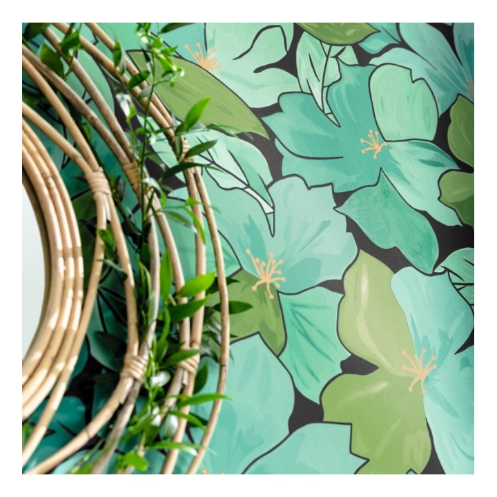 Papel pintado flores de pétalos grandes tonos verdes - Eva Bloom 126669