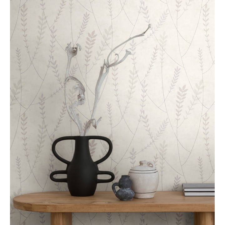 Papel pintado espigas estilo nórdico fondo estuco suave beige neutro claro - Laurel Breezy 684939