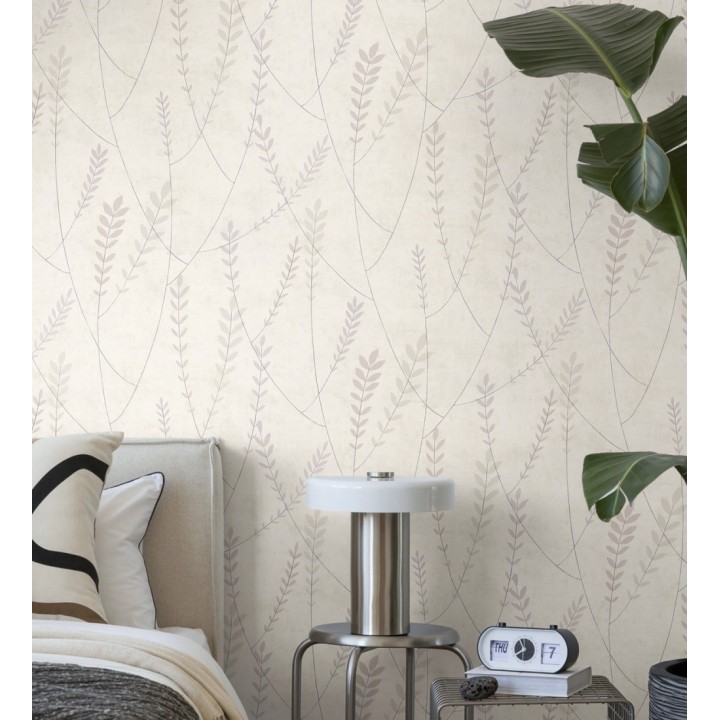 Papel pintado espigas estilo nórdico fondo estuco suave beige neutro claro - Laurel Breezy 684939