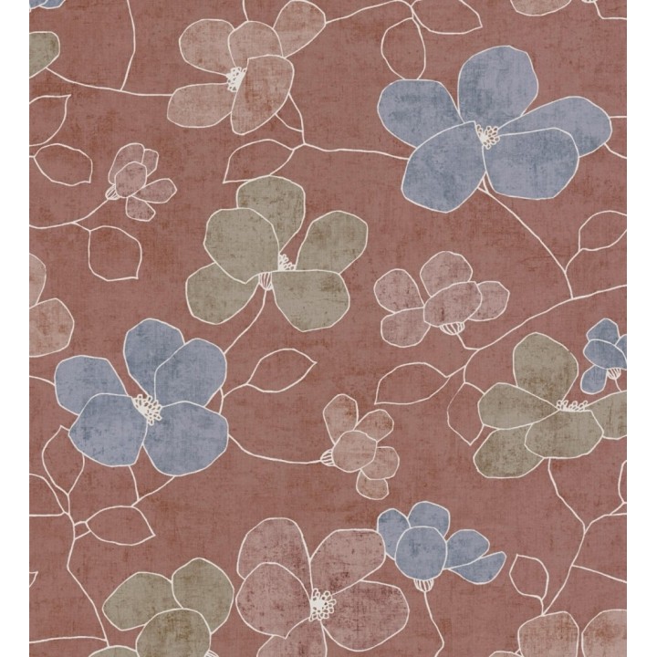 Papel pintado flores abstractas textura estucada fondo color terracota - Valentina Lovely 684940