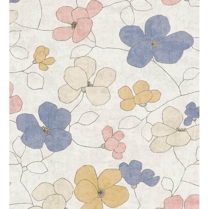 Papel pintado flores abstractas textura estucada fondo beige claro - Valentina Lovely 684941