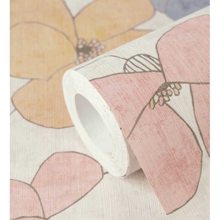 Papel pintado flores abstractas textura estucada fondo beige claro - Valentina Lovely 684941