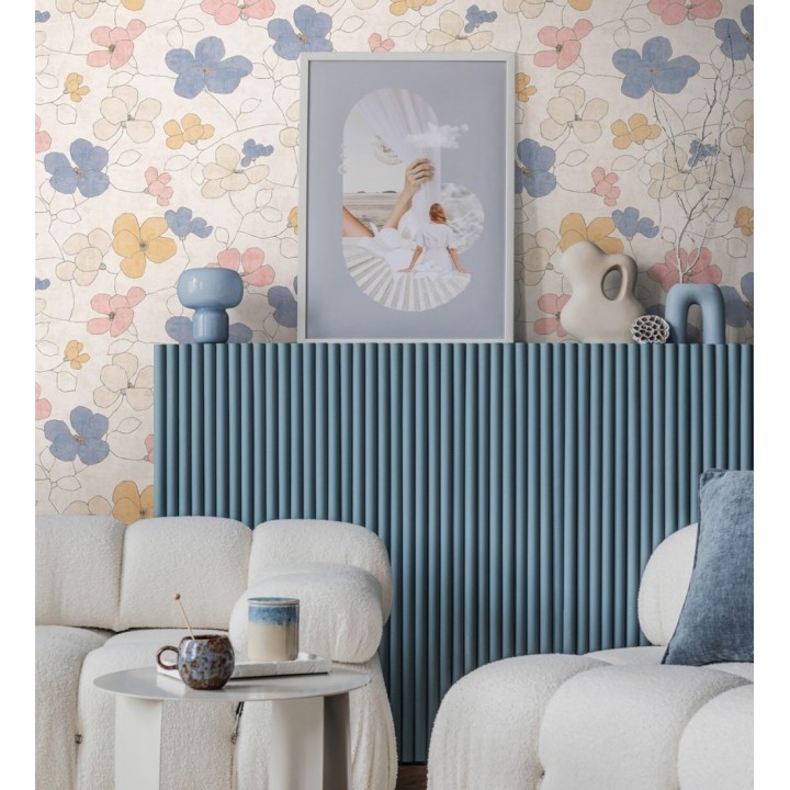 Papel pintado flores abstractas textura estucada fondo beige claro - Valentina Lovely 684941