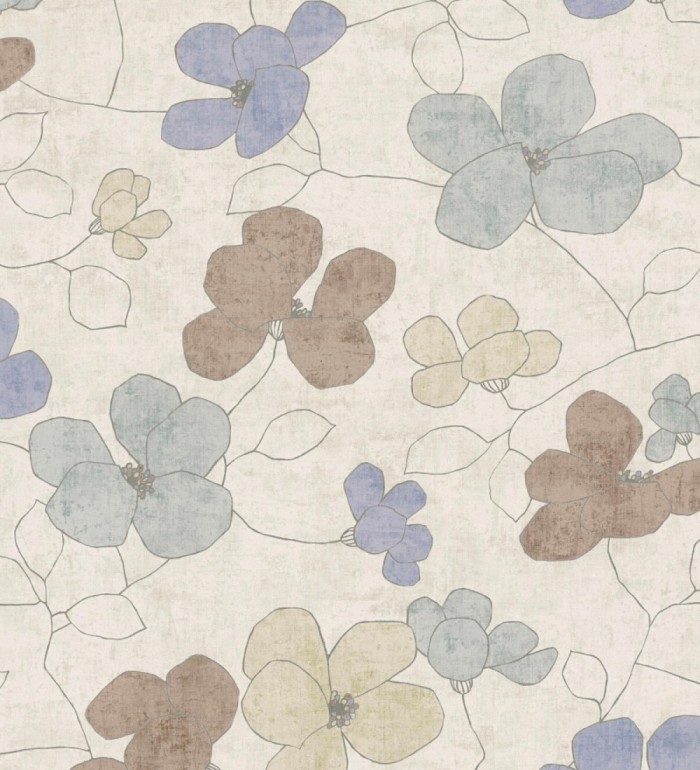 Papel pintado flores abstractas textura estucada fondo color beige - Valentina Lovely 684942