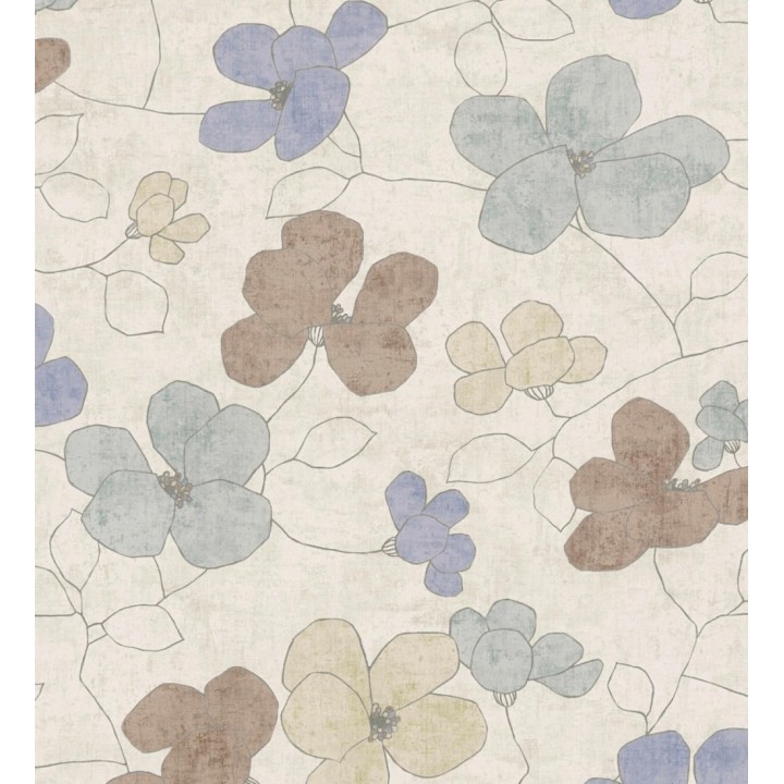 Papel pintado flores abstractas textura estucada fondo color beige - Valentina Lovely 684942