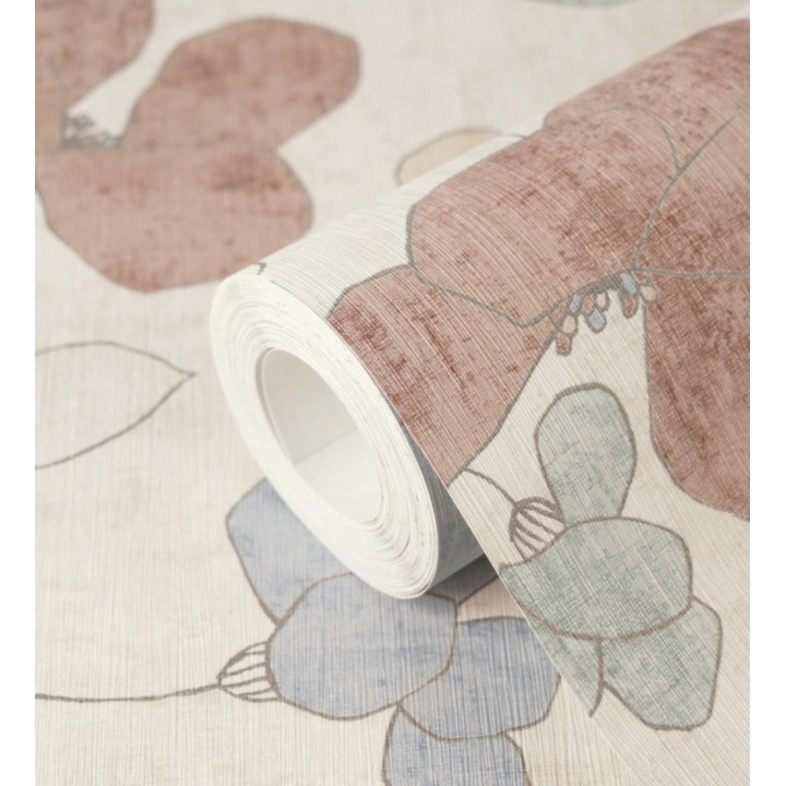 Papel pintado flores abstractas textura estucada fondo color beige - Valentina Lovely 684942