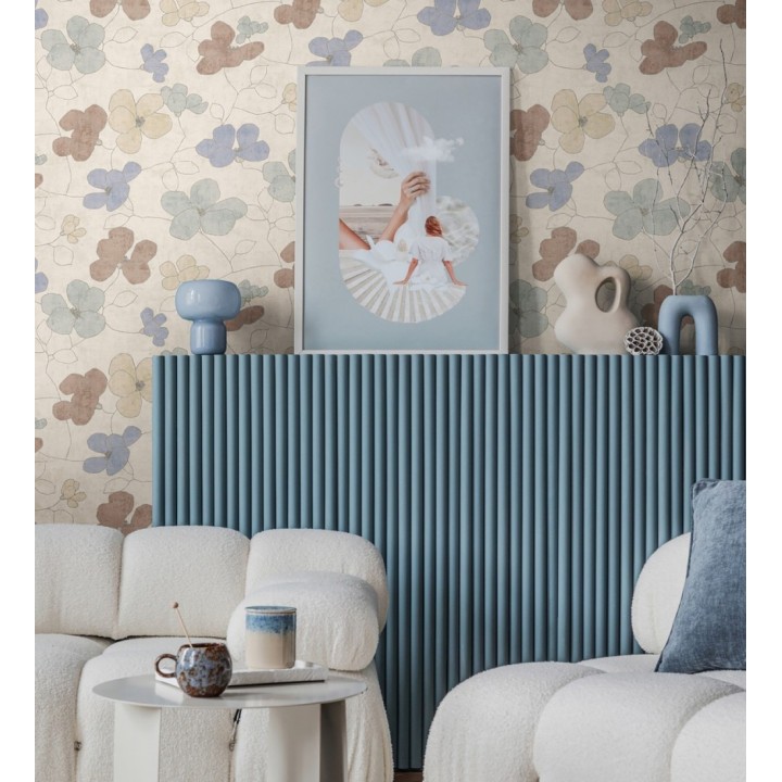 Papel pintado flores abstractas textura estucada fondo color beige - Valentina Lovely 684942